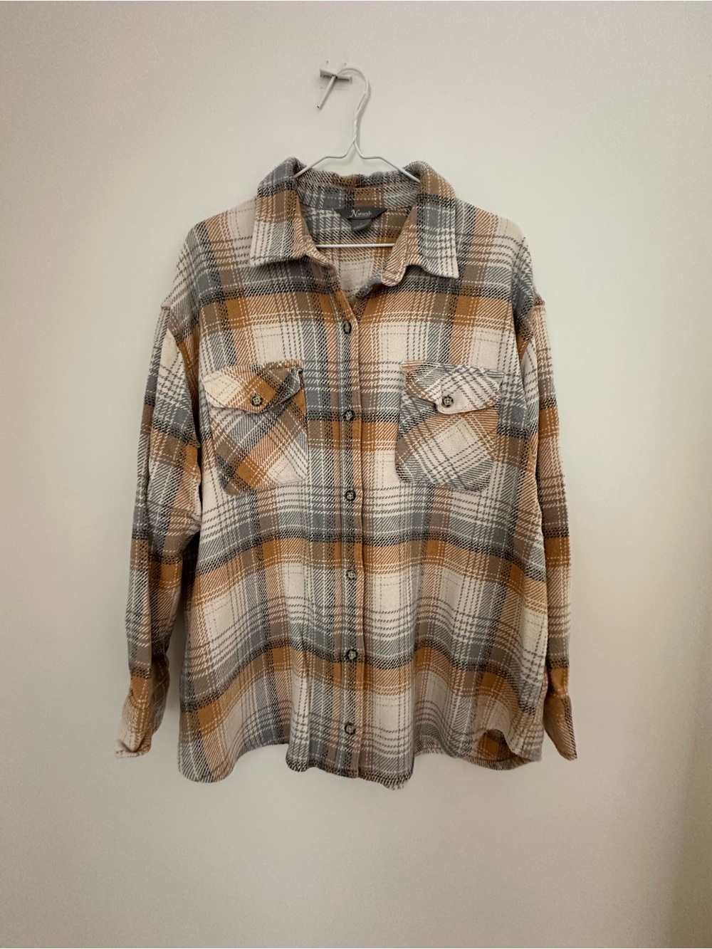 Natural Reflections Plaid Flannel in Mustard, Cream & Gray